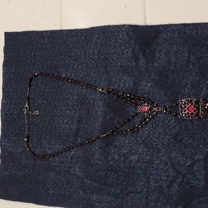 Dark red CH beaded vintage looking necklace